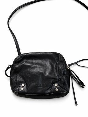 Still Nordic Black Leather Crossbody Bag Soft Slouchy Minimalist Zip Tassel